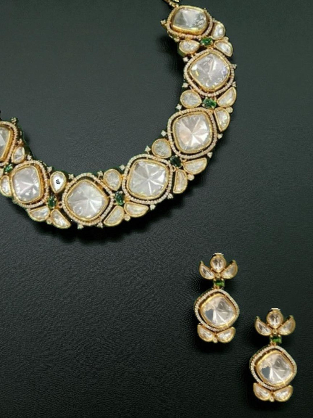 bridal polki jewellery, uncut stone set, traditional necklace set, royal jewellery, festive jewellery, kundan inspired jewellery, ethnic bridal jewellery, handcrafted necklace set, luxury indian jewellery, wedding jewellery set