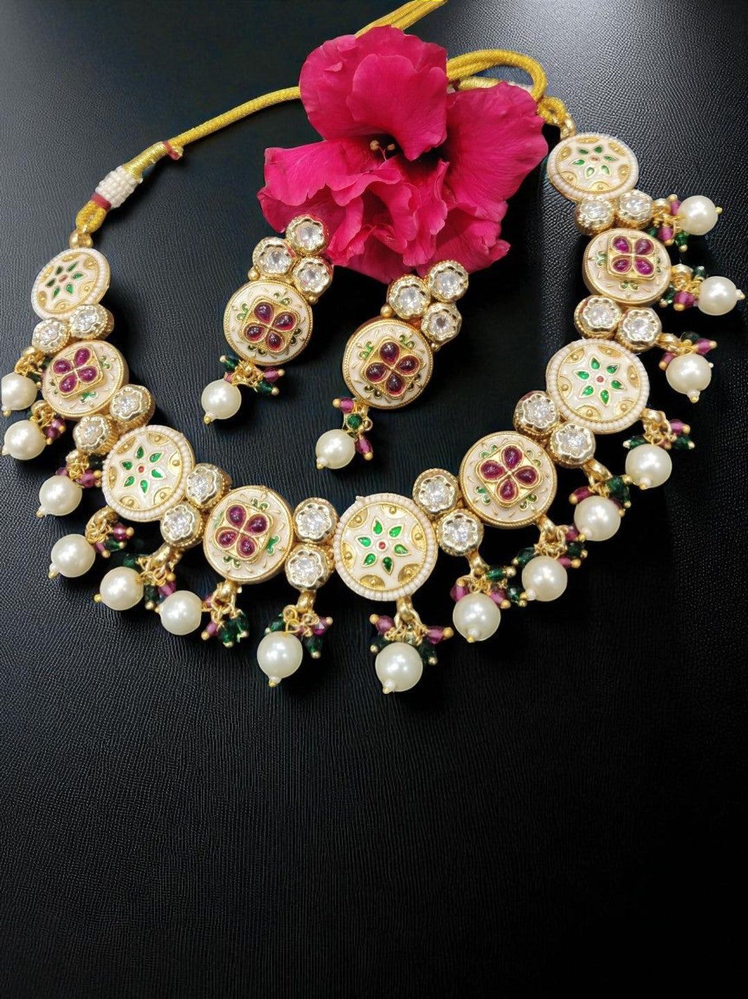 heritage jewellery, kundan choker jewellery,pearl jewellery set, bridal choker jewellery, traditional indian jewellery, handcrafted jewellery, wedding jewellery, ethnic festive jewellery, designer kundan set, royal look jewellery