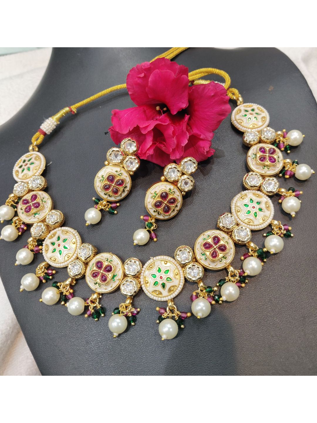 heritage jewellery, kundan choker jewellery,pearl jewellery set, bridal choker jewellery, traditional indian jewellery, handcrafted jewellery, wedding jewellery, ethnic festive jewellery, designer kundan set, royal look jewellery