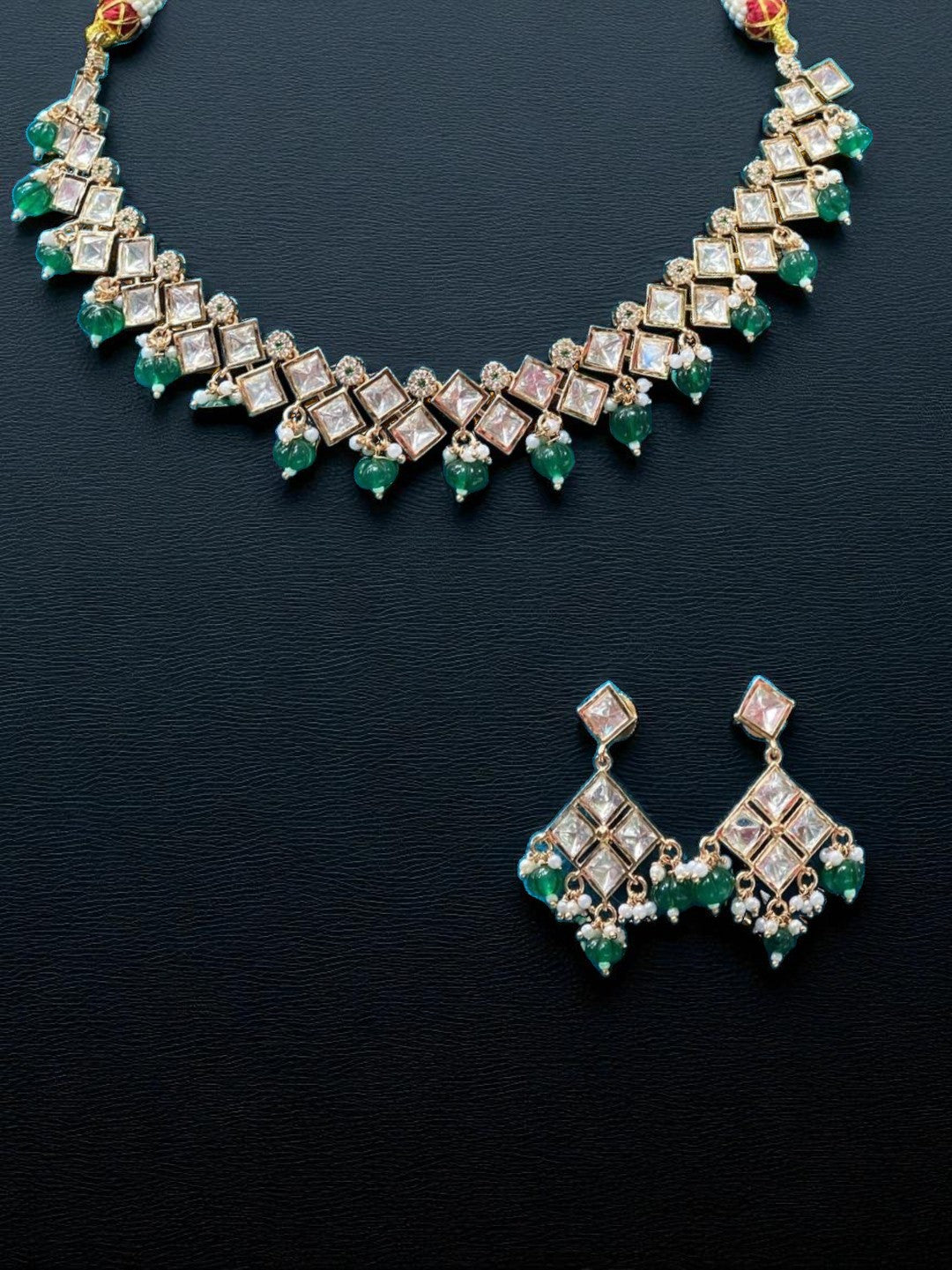 kundan choker, pearl drop, bridal jewellery, geometric design, festive wear, statement set, handcrafted, ethnic elegance