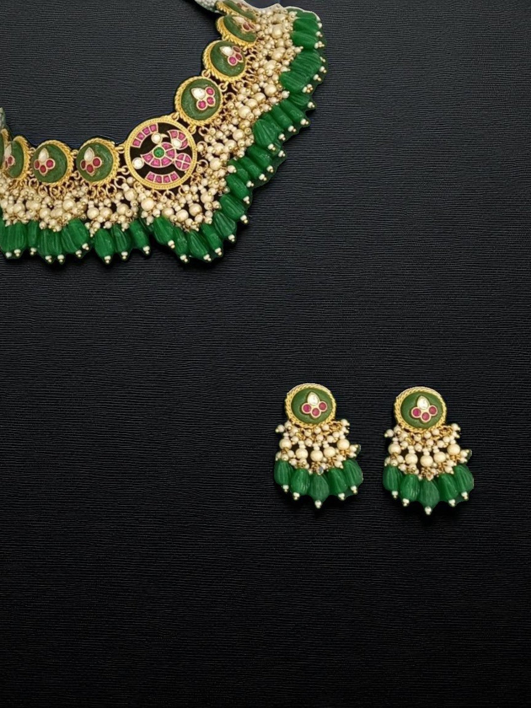bridal jewellery, wedding choker, sangeet, traditional bride, festive, ethnic wear, celebration, pooja, occasion wear, navratri, diwali look, cultural jewellery, heritage, temple design, handcrafted, artisanal, antique finish, karigari, detailed work, timeless design, statement piece, choker set, jhumka earrings, fashion jewellery, ethnic fashion, layered necklace, bold look, luxury style, kundan, beads, gold polish, pearlwork, meena work, danglers, multi-strand choker, jadau inspired, modern traditional, i