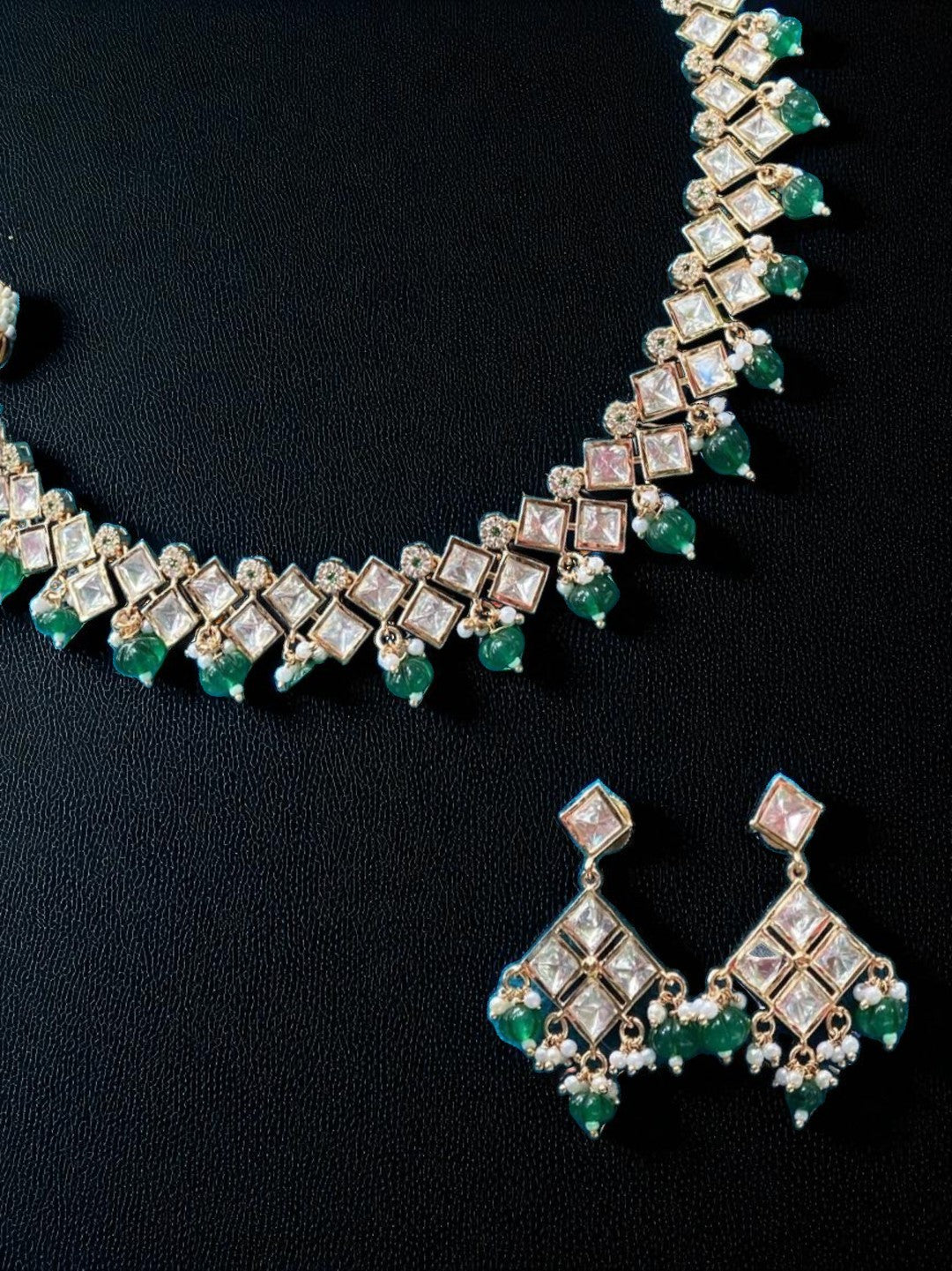 kundan choker, pearl drop, bridal jewellery, geometric design, festive wear, statement set, handcrafted, ethnic elegance