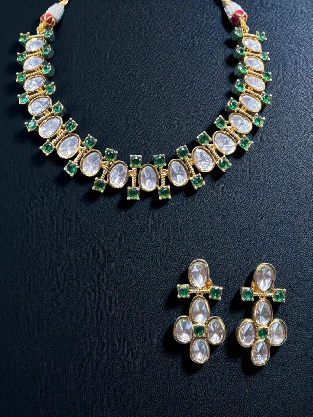 emerald kundan jewellery, green stone necklace, bridal jewellery set, festive wear necklace, kundan choker set, gold plated jewellery, traditional indian jewellery, royal kundan necklace, designer kundan set, ethnic jewellery