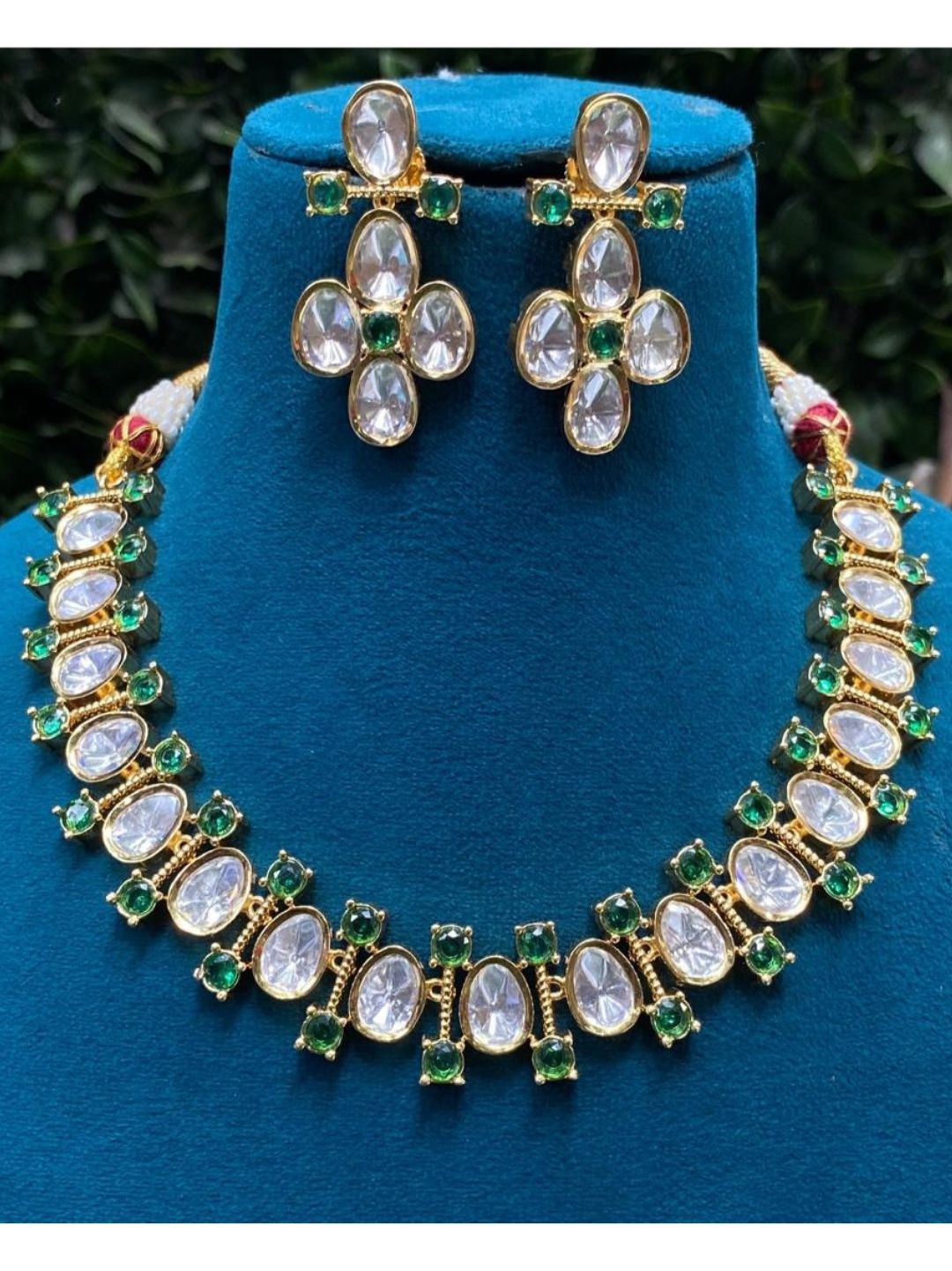 emerald kundan jewellery, green stone necklace, bridal jewellery set, festive wear necklace, kundan choker set, gold plated jewellery, traditional indian jewellery, royal kundan necklace, designer kundan set, ethnic jewellery