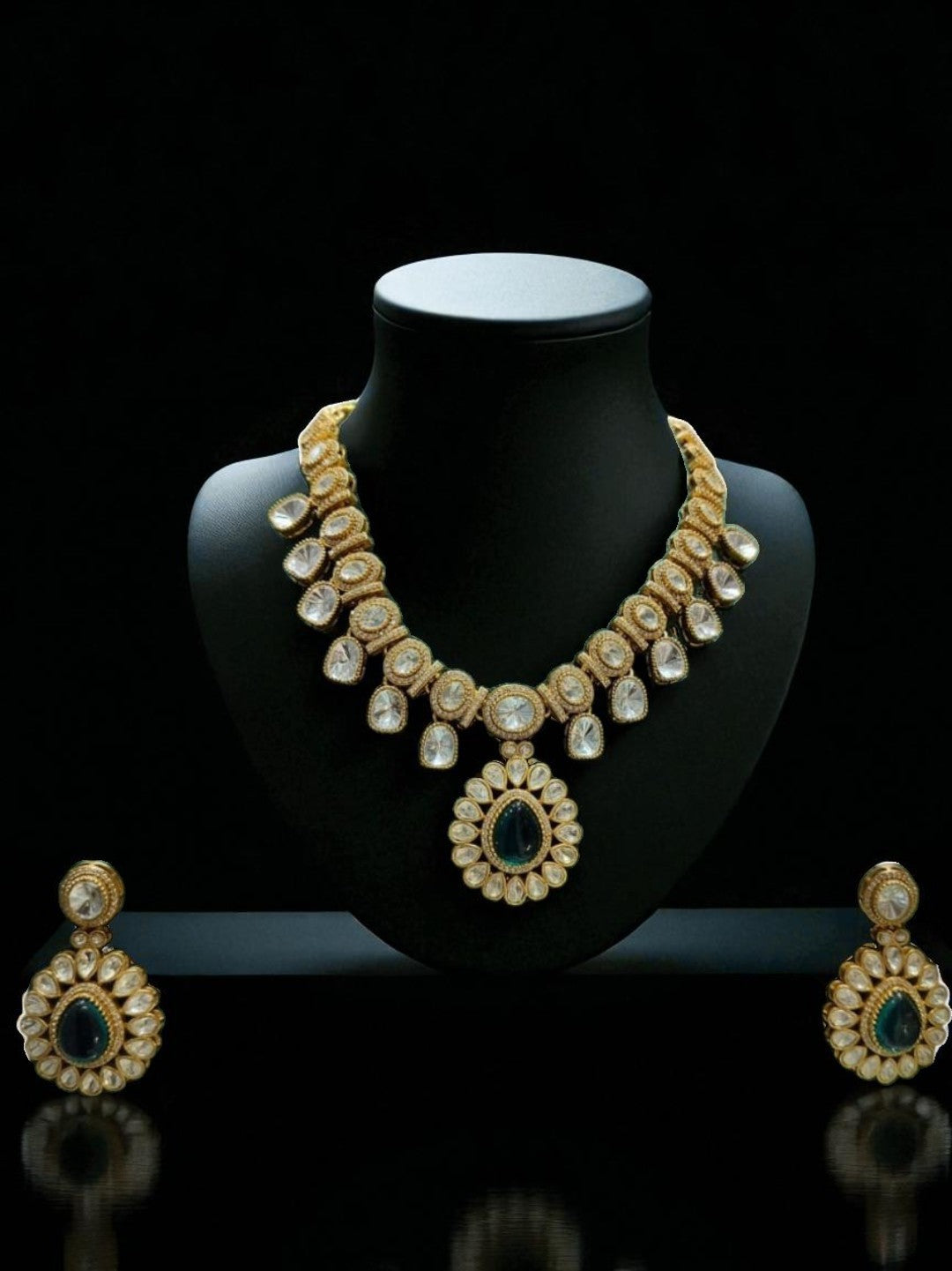 kundan jewellery, bridal necklace set, green polki jewellery, indian jewellery set, traditional kundan necklace, wedding jewellery, royal look jewellery, emerald kundan set, designer jewellery