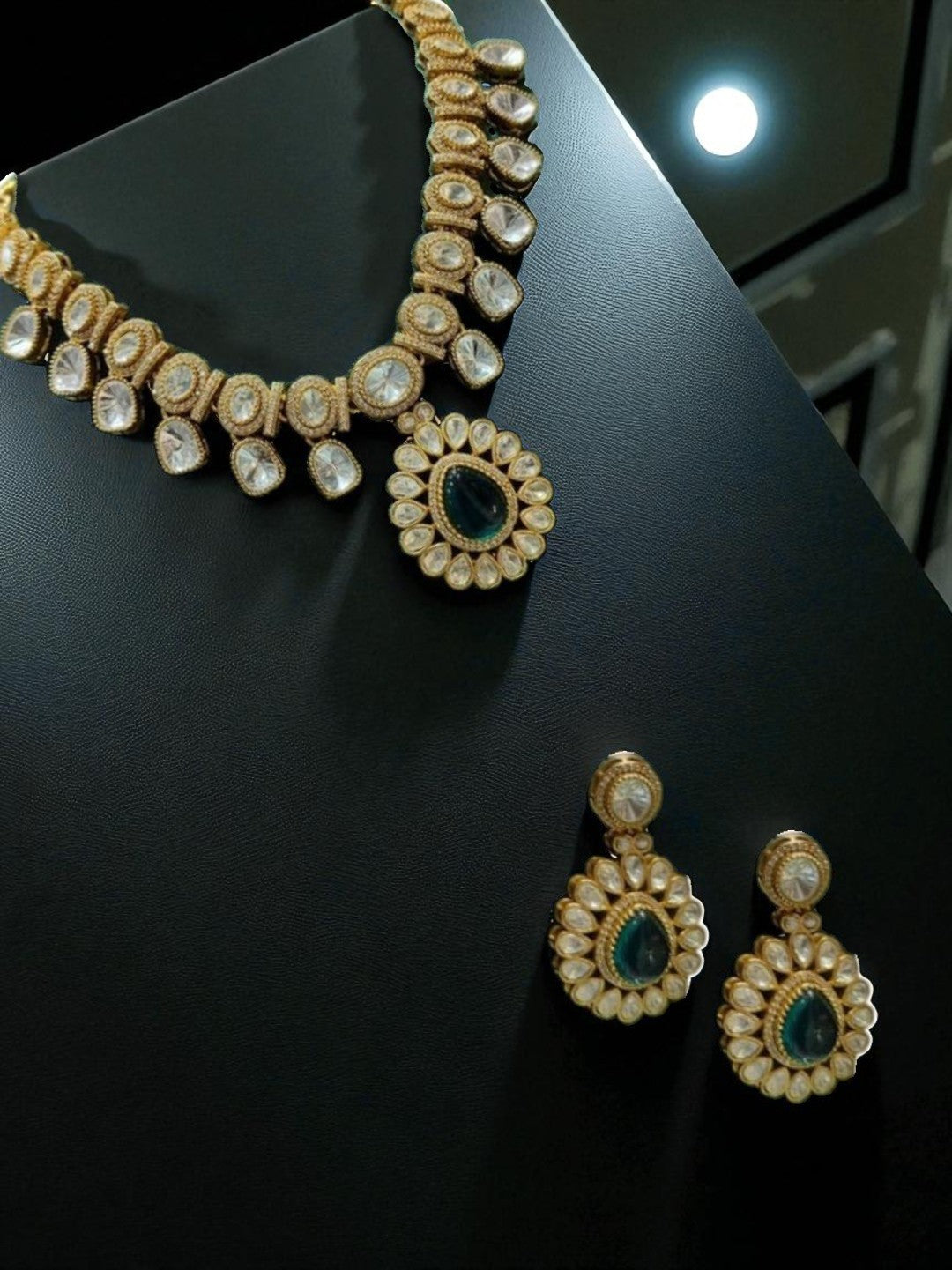 kundan jewellery, bridal necklace set, green polki jewellery, indian jewellery set, traditional kundan necklace, wedding jewellery, royal look jewellery, emerald kundan set, designer jewellery
