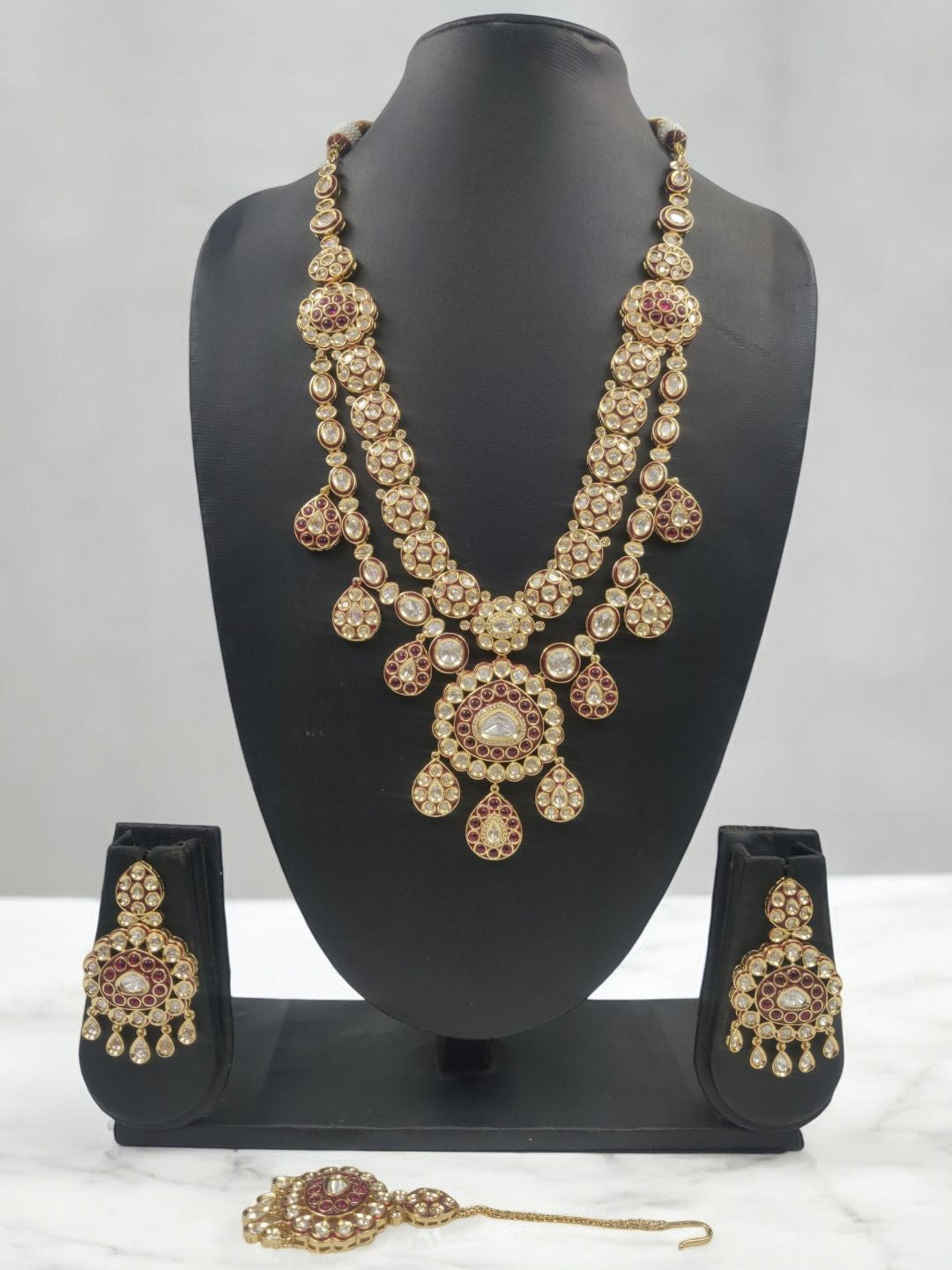 MAJESTIC RUBY KUNDAN HERITAGE NECKLACE SET