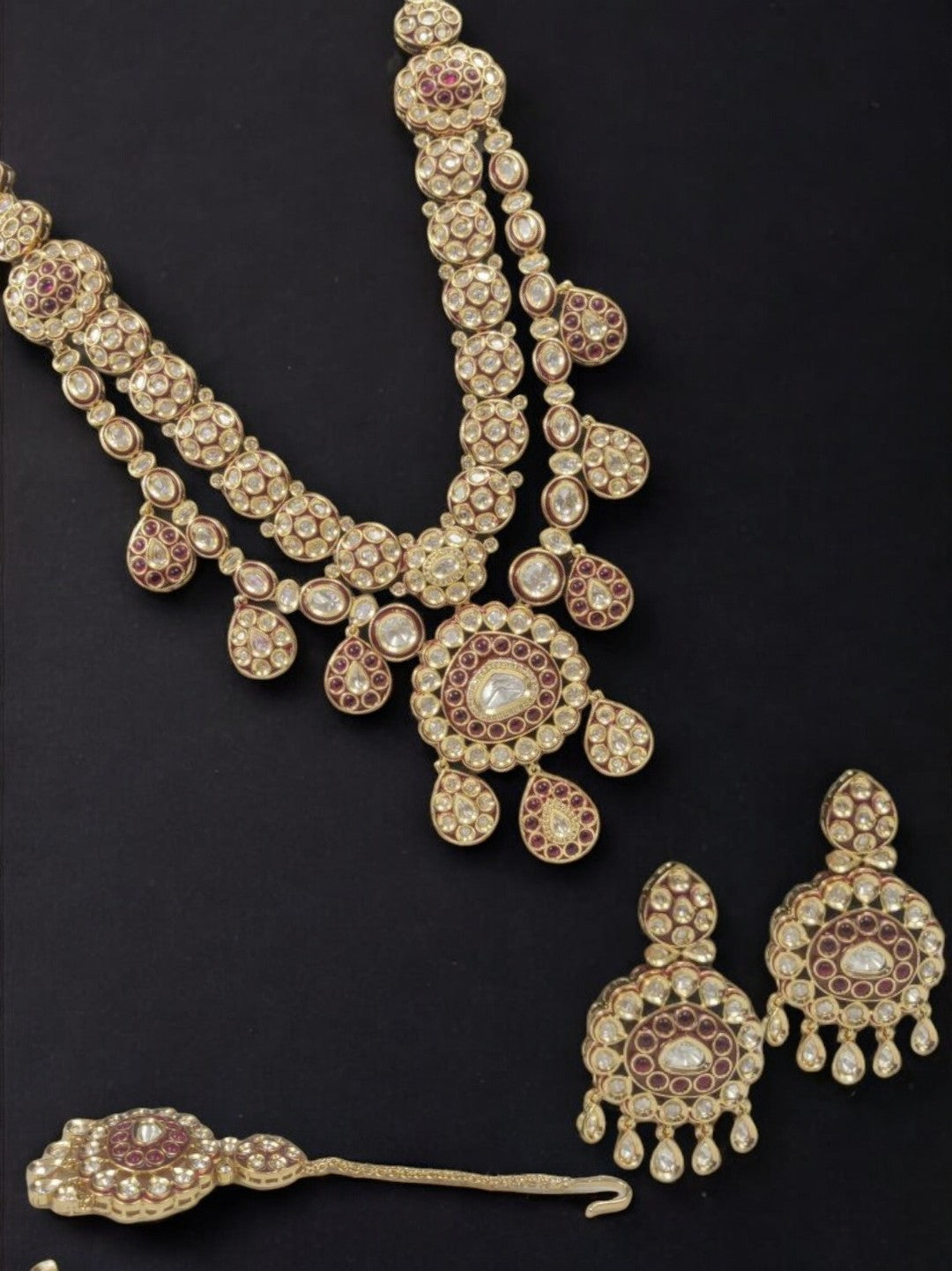 MAJESTIC RUBY KUNDAN HERITAGE NECKLACE SET