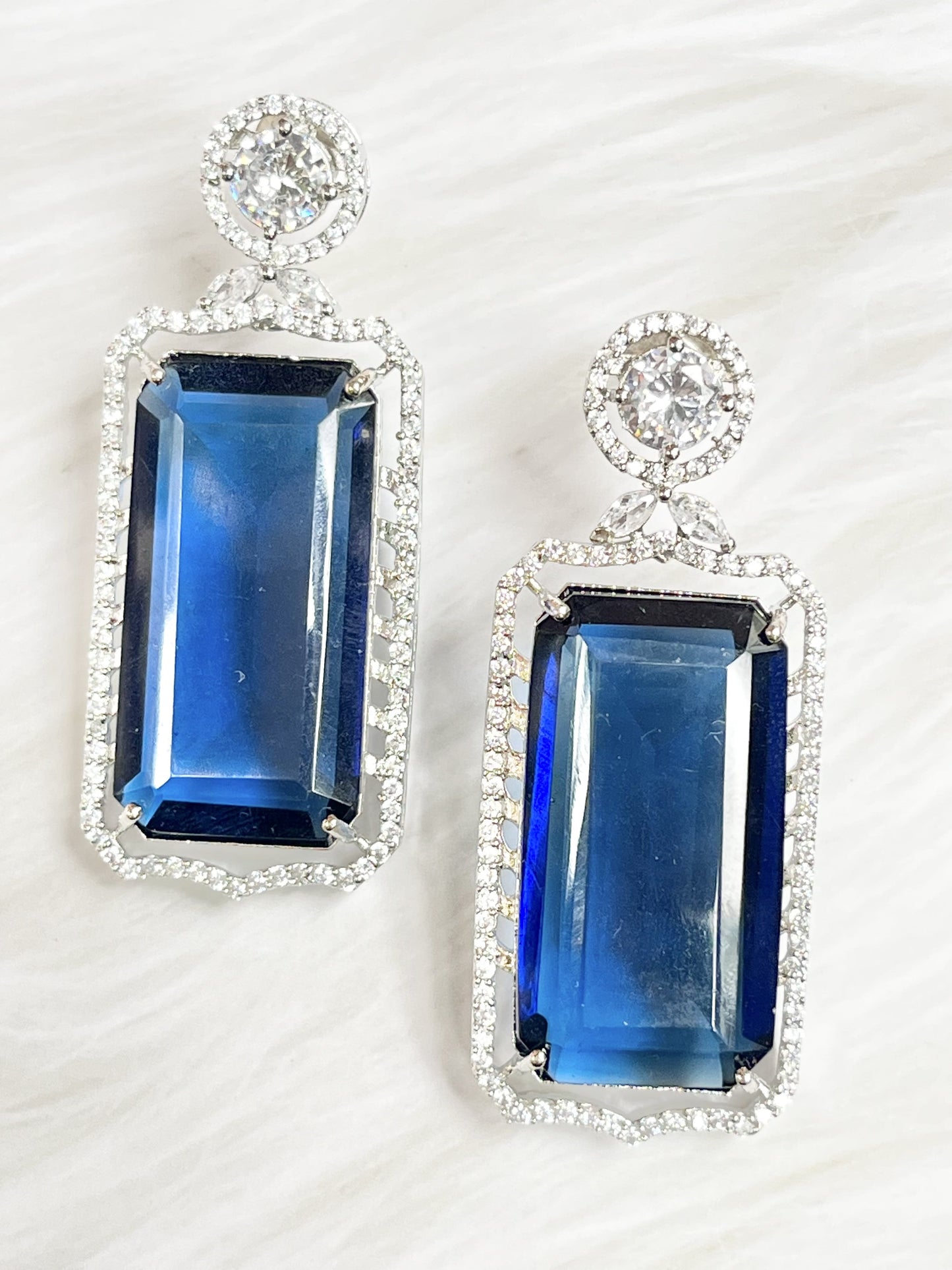 navy blue american diamond earring