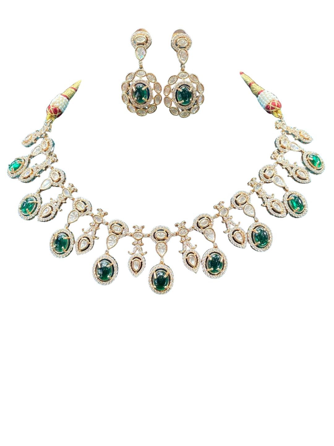 EMERALD GREEN KUNDAN JEWELLERY SET
