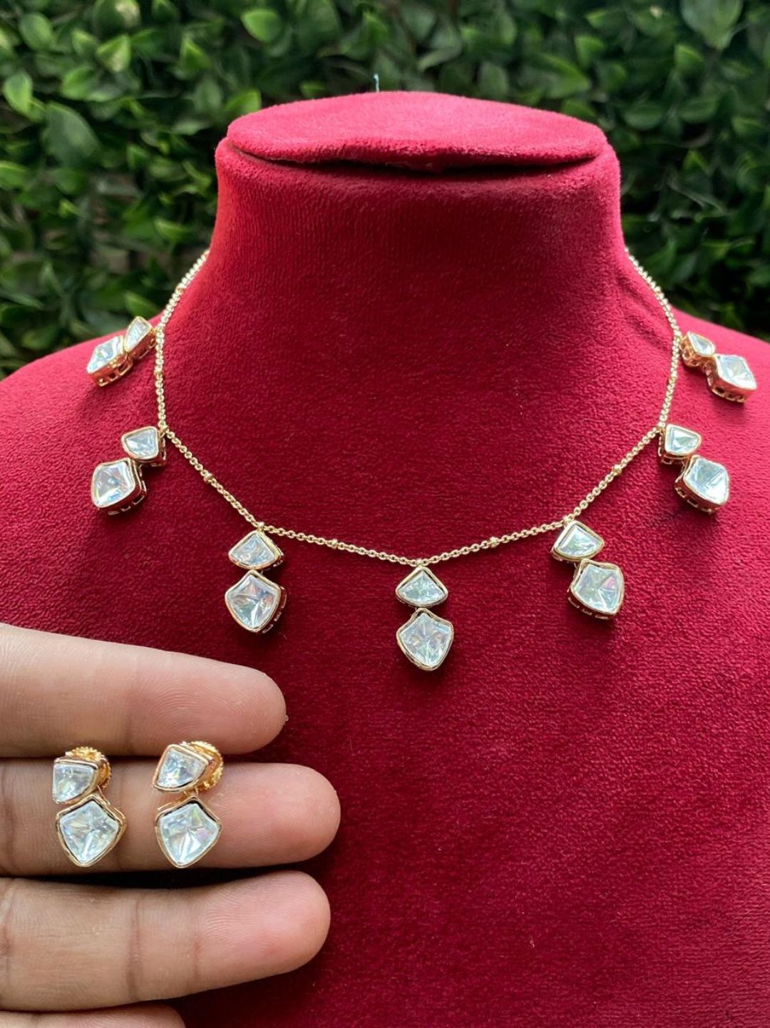 ELEGANT DOUBLE DROP MOISSANITE PENDANT SET