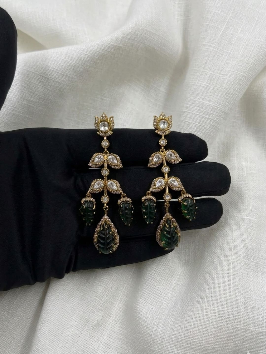 MYRA VICTORIAN GREEN DROP EARRINGS