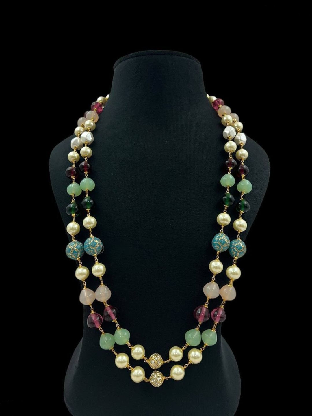 MULTI COLOR BEADED PEARL LONG NECKLACE
