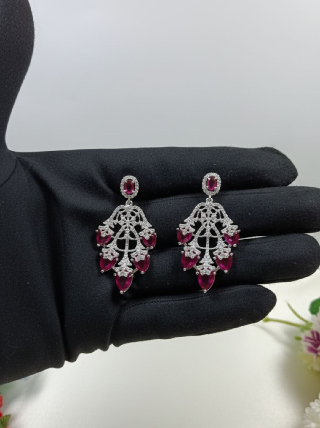 RUVINA RUBY AMERICAN DIAMOND NECKLACE