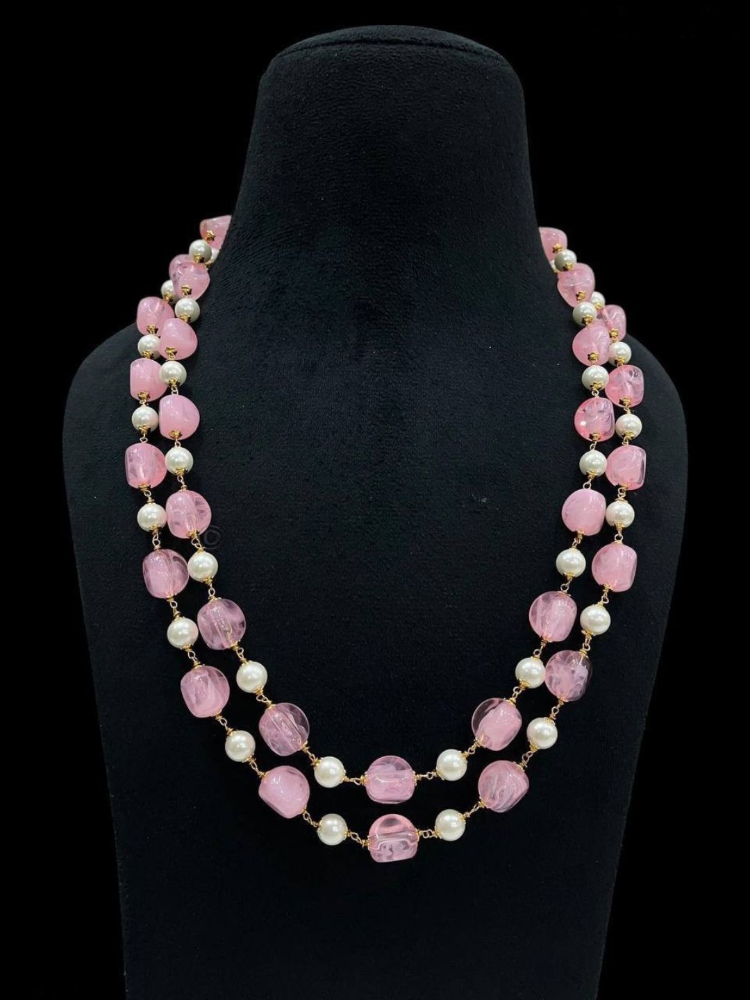 BLUSH PINK BEADED PEARL NECKLACE