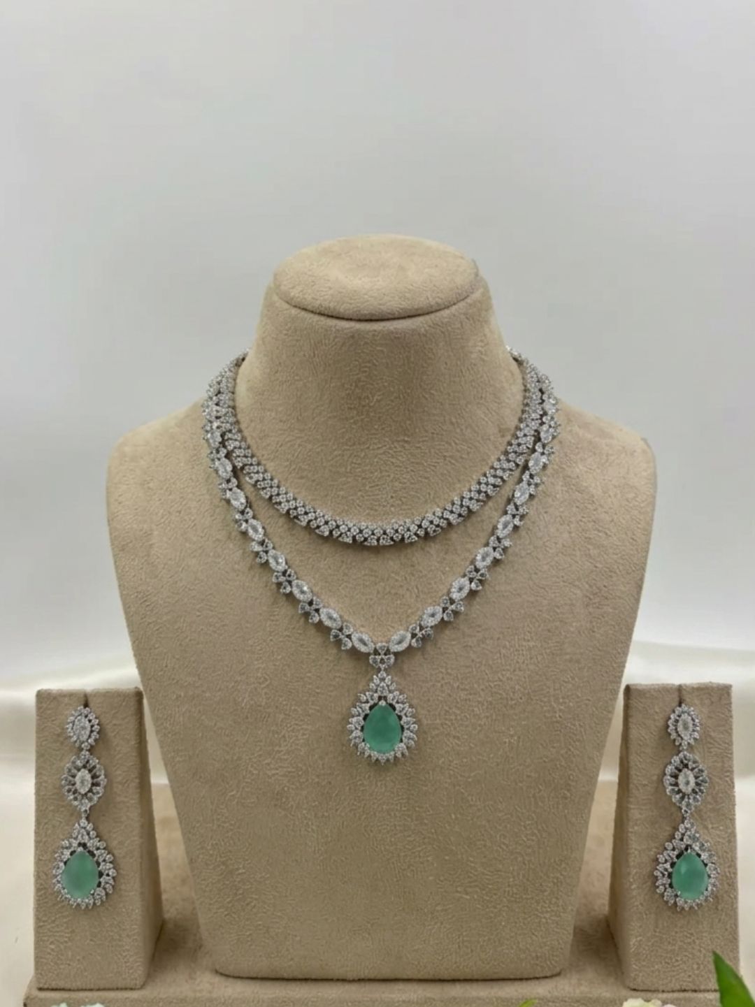 RIZYA AMERICAN DIAMOND LAYERED NECKLACE SET
