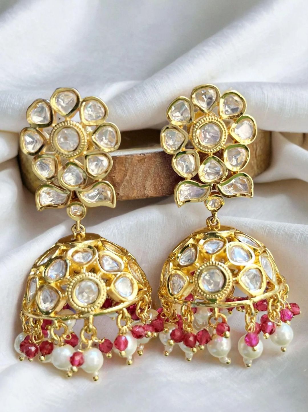 DEENAH PINK KUNDAN JHUMKI