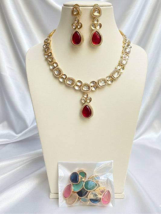 HEENA MUTLTICOLOR KUNDAN JEWELLERY SET