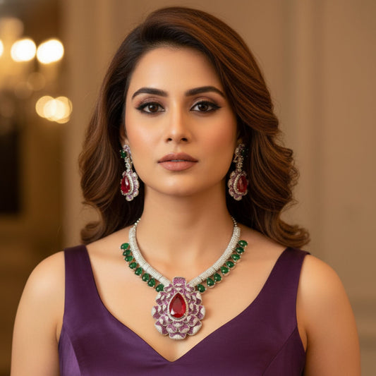 DESIGNER AMERICAN DIAMOND JEWELLERY SET