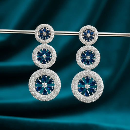 MINTY NAVY ZIRCONIA DANGLERS