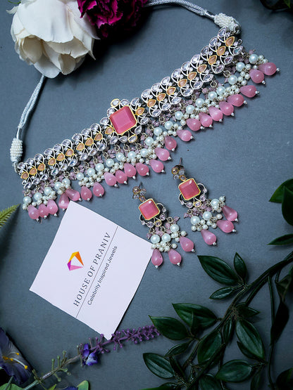 SAANVI PINK POLKI CHOKER SET