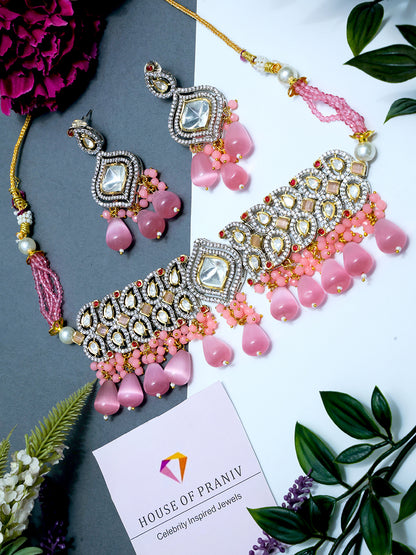 KAIRA PINK POLKI CHOKER SET