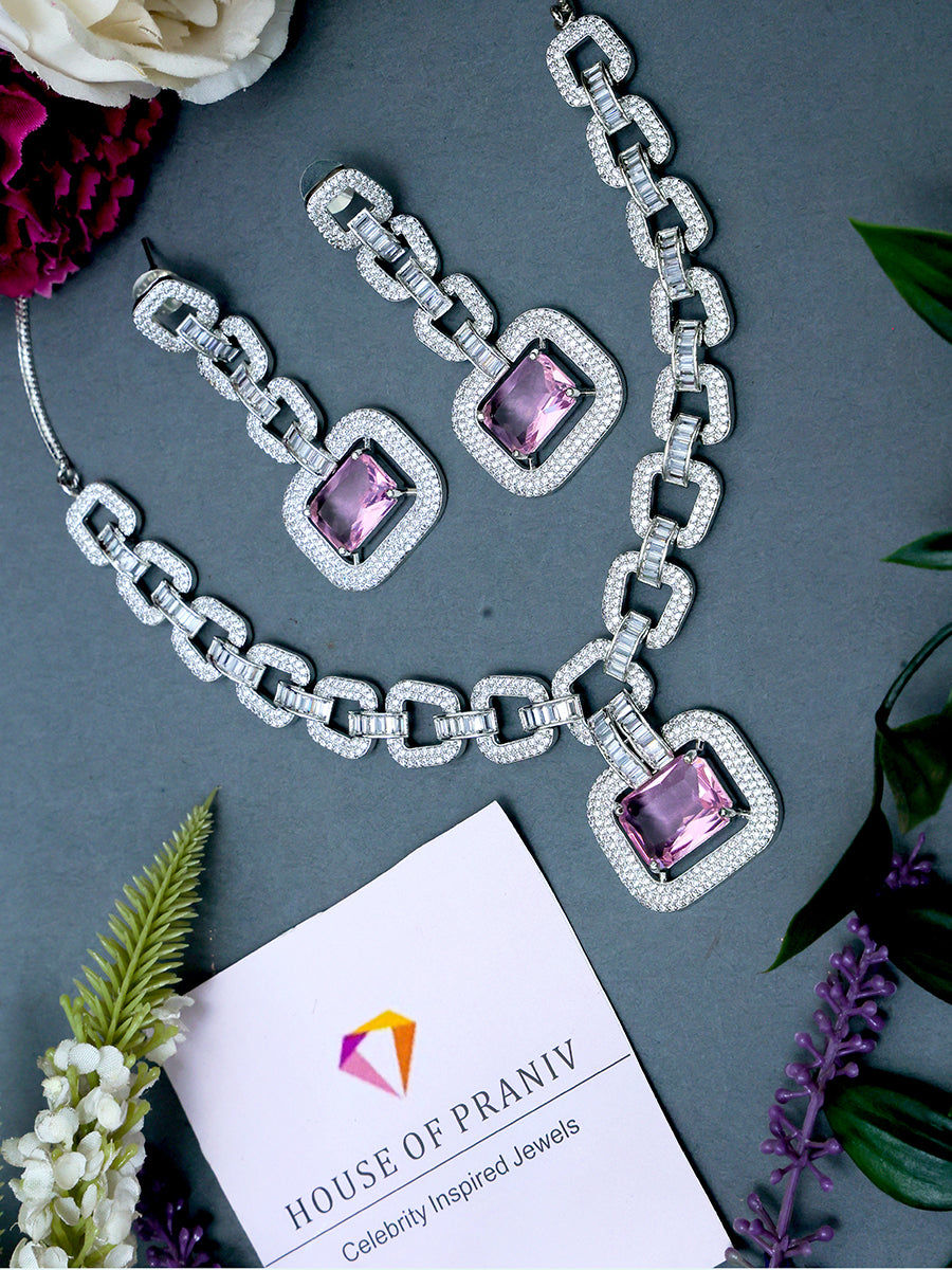 NIHARIKA PINK ZIRCONIA NECKLACE