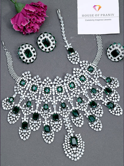 KIARA INSPIRED EMERALD BRIDAL NECKLACE
