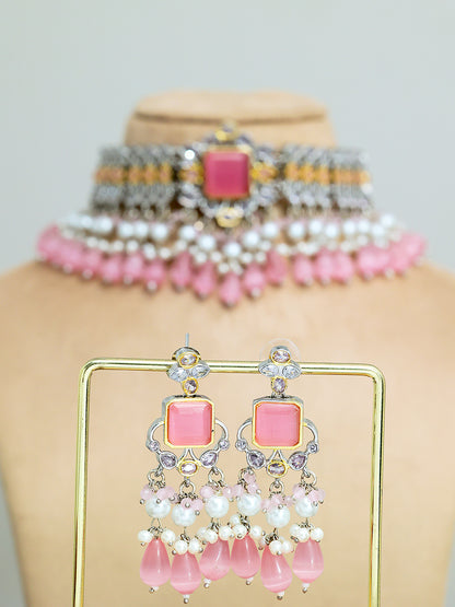 SAANVI PINK POLKI CHOKER SET