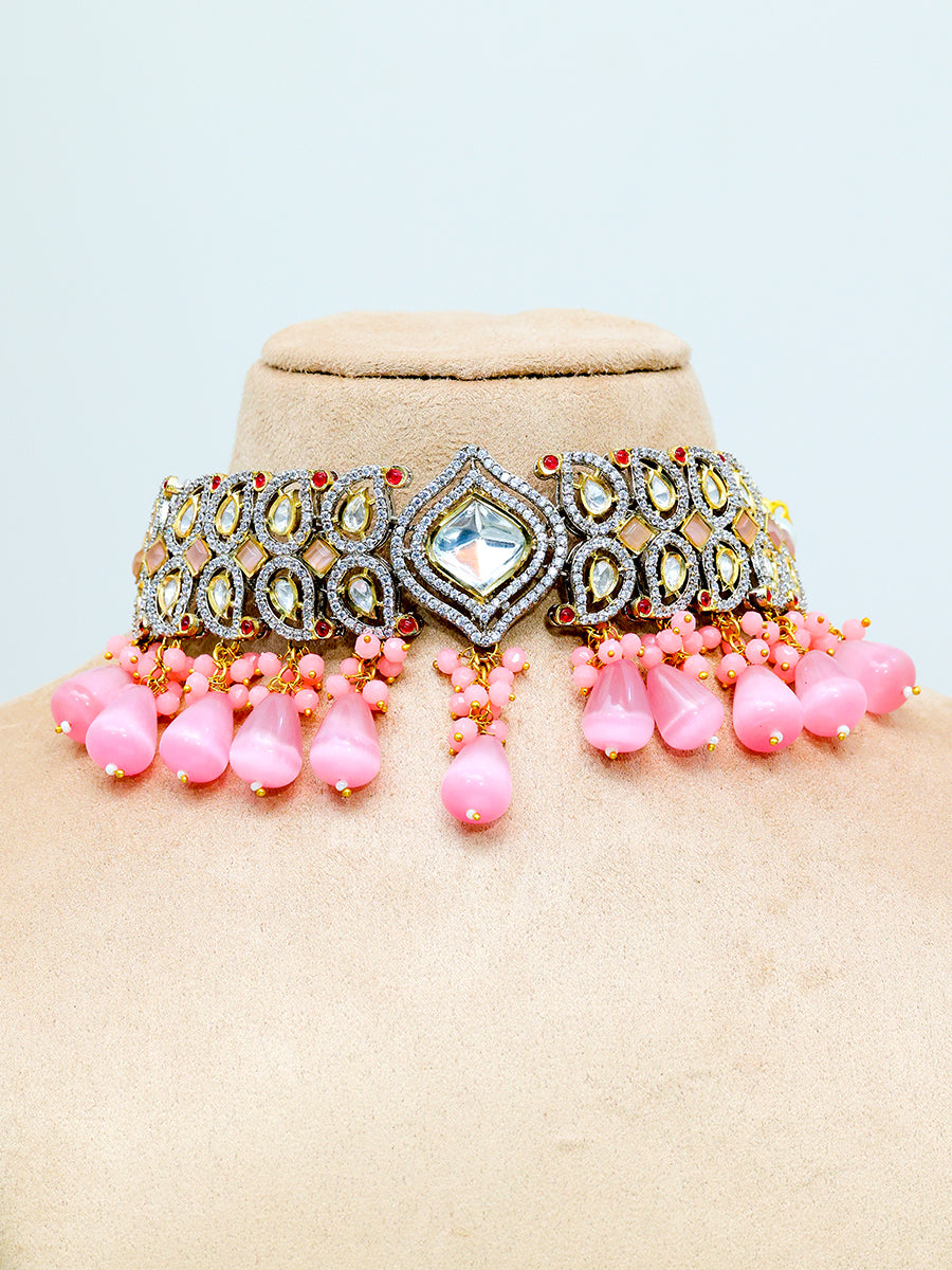 KAIRA PINK POLKI CHOKER SET