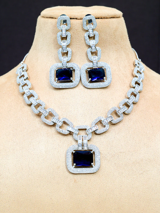 NAVY BLUE ZIRCONIA NECKLACE SET