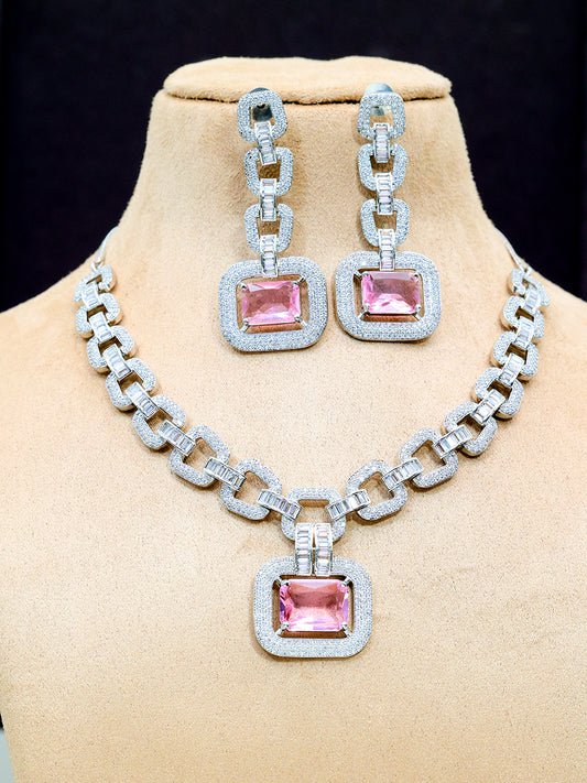 NIHARIKA PINK ZIRCONIA NECKLACE
