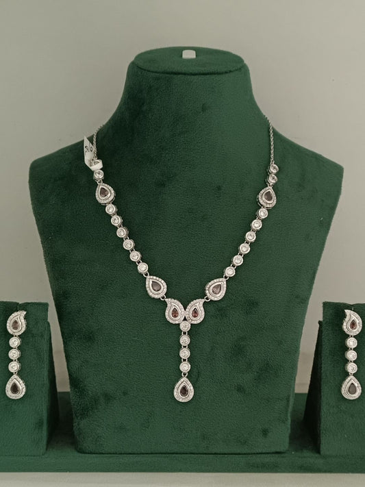 diamond finish necklace
party wear necklace set
silver necklace for women
teardrop diamond necklace
elegant jewellery for weddings
luxury necklace set for women
house of pranvi jewellery
minimalist diamond necklace
statement necklace for parties
bridal necklace set