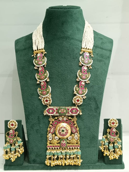 layered jewellery set, ethnic bridal wear, lotus inspired jewellery, traditional necklace earrings, handcrafted gold finish set, south indian temple jewellery, festive ornaments