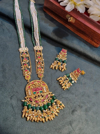 kundan, templejewellery, bridalset, emeraldbeads, traditionaljewellery, pearlnecklace, heritagecollection, festivejewellery, handcraftedjewellery, houseofpranvi