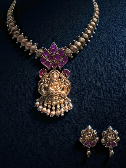 classic temple set, jhumka earrings, ethnic bridal set, artisan jewellery, antique craftsmanship, goddess inspired, pooja wear, wedding special