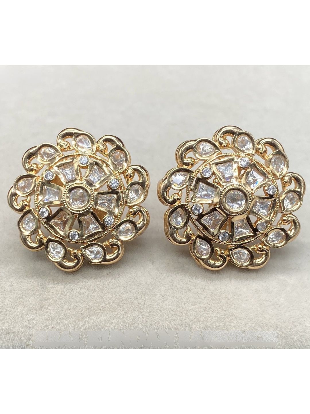 polki earrings, circular earrings, festive jewellery, bridal earrings, luxury earrings, kundan look earrings, indian earrings, timeless jewellery, statement studs