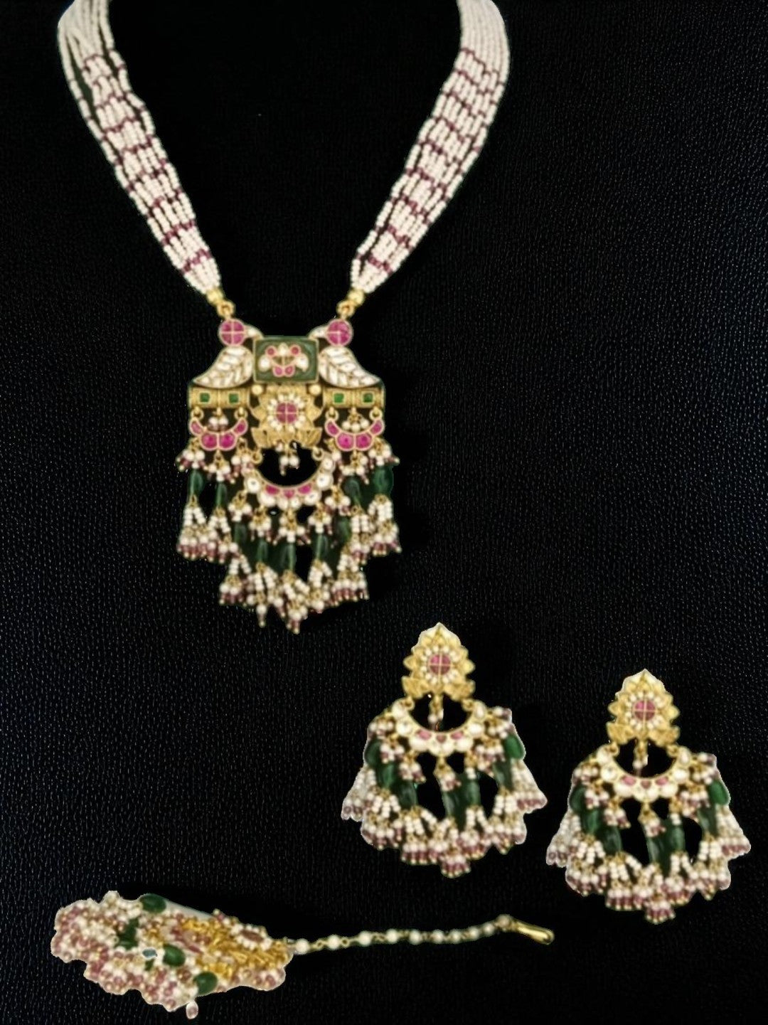 festive jewellery, saree necklace set, lehenga jewellery, handcrafted traditional set, cultural jewellery, elegant bridal necklace, traditional gold finish jewellery