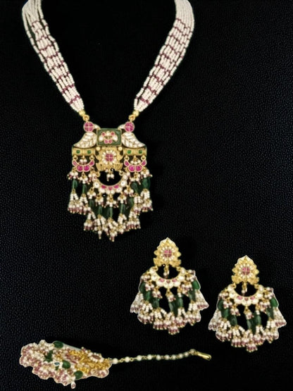 festive jewellery, saree necklace set, lehenga jewellery, handcrafted traditional set, cultural jewellery, elegant bridal necklace, traditional gold finish jewellery