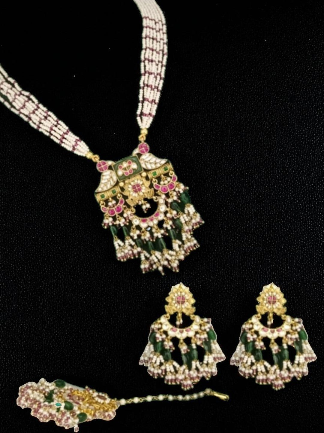 festive jewellery, saree necklace set, lehenga jewellery, handcrafted traditional set, cultural jewellery, elegant bridal necklace, traditional gold finish jewellery