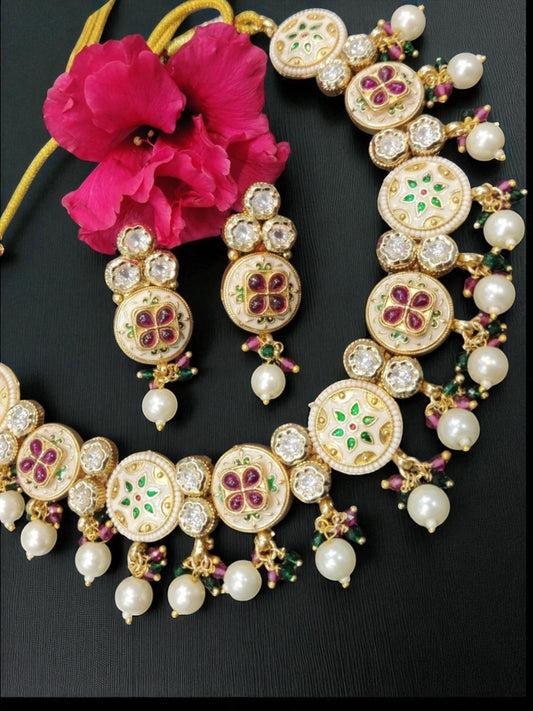heritage jewellery, kundan choker jewellery,pearl jewellery set, bridal choker jewellery, traditional indian jewellery, handcrafted jewellery, wedding jewellery, ethnic festive jewellery, designer kundan set, royal look jewellery