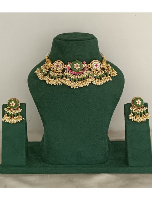 bridal jewellery, wedding choker, sangeet, traditional bride, festive, ethnic wear, celebration, pooja, occasion wear, navratri, diwali look, cultural jewellery, heritage, temple design, handcrafted, artisanal, antique finish, karigari, detailed work, timeless design, statement piece, choker set, jhumka earrings, fashion jewellery, ethnic fashion, layered necklace, bold look, luxury style, kundan, beads, gold polish, pearlwork, meena work, danglers, multi-strand choker, jadau inspired, modern traditional, i