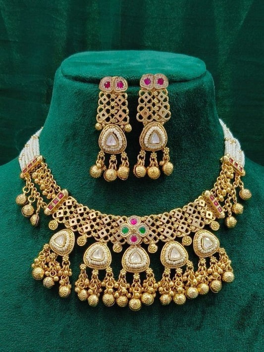 bridal necklace jewellary, gold necklace set, kundan choker jewellary, traditional necklace jewellary, ethnic jewellery set, antique gold necklace, handcrafted necklace jewellary, pearl choker set, temple inspired necklace, designer jewellery india, statement gold choker, festive necklace jewellary, house of pranvi jewellary, heritage necklace design, bridal kundan set

