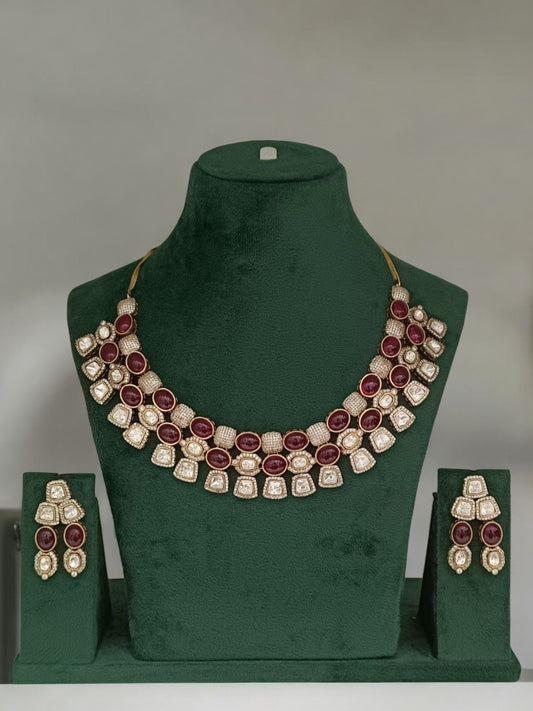 ruby necklace, kundan jewellery, bridal choker set, Indian wedding jewellery, luxury ethnic set, festive necklace, statement collar set, traditional jewellery, designer kundan set, House of Pranvi exclusive