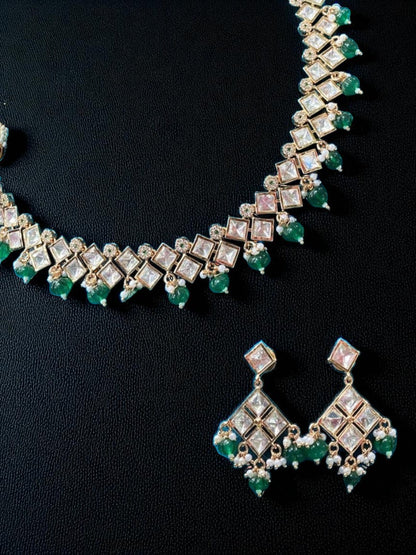 kundan choker, pearl drop, bridal jewellery, geometric design, festive wear, statement set, handcrafted, ethnic elegance

