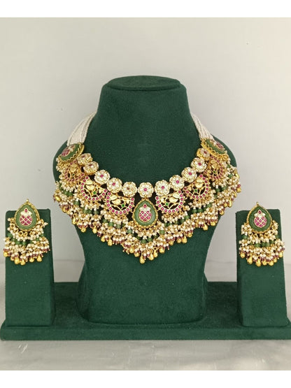 bridal jewellery, wedding choker, sangeet, traditional bride, festive, ethnic wear, celebration, pooja, occasion wear, navratri, diwali look, cultural jewellery, heritage, temple design, handcrafted, artisanal, antique finish, karigari, detailed work, timeless design, statement piece, choker set, jhumka earrings, fashion jewellery, ethnic fashion, layered necklace, bold look, luxury style, kundan, beads, gold polish, pearlwork, meena work, danglers, multi-strand choker, jadau inspired, modern traditional, i
