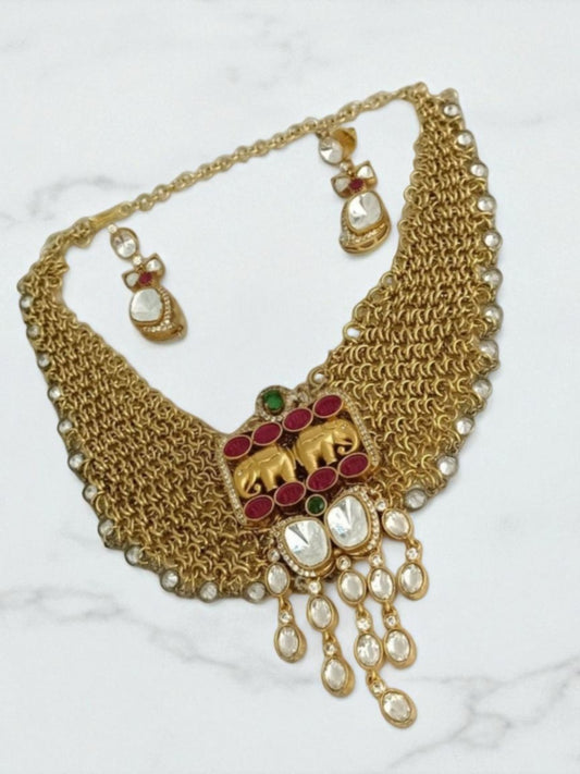 majestic, statement jewellery, bridal choker, festive wear, luxury set, designer jewellery, kundan detailing, handcrafted