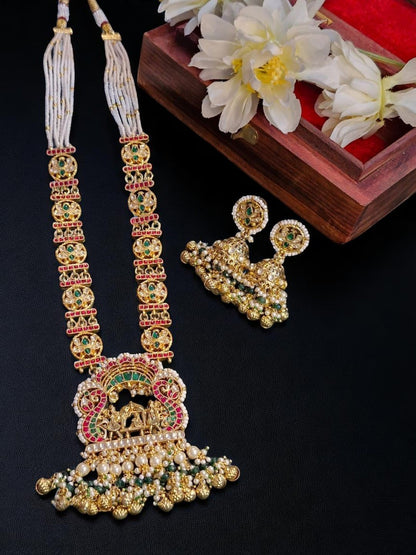 mayurajewellery, kundanset, antiquegoldset, peacocknecklace, rubyemeraldjewellery, bridalwear, festivejewellery, handcraftedset, greenbeads, houseofpranvi