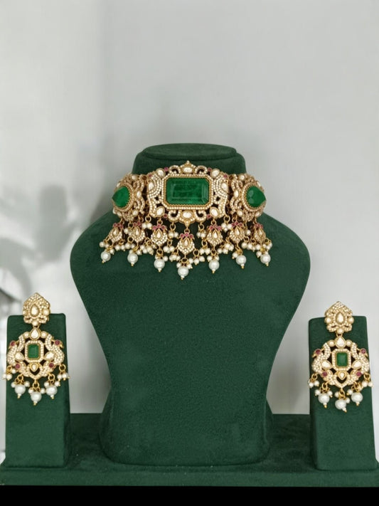 EMERALD REGAL KUNDAN CHOKER SET