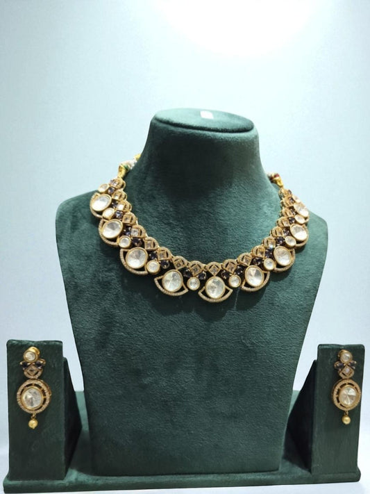 polki kundan jewellery, antique gold necklace, bridal jewellery set, traditional kundan set, reception jewellery, statement necklace set, uncut stone jewellery, indian heritage jewellery, wedding jewellery look, designer kundan jewellery, evening wear jewellery

